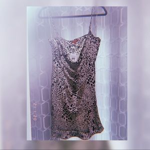 Leopard Satin slip dress.